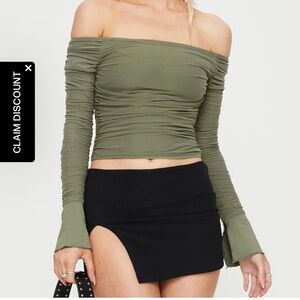 Princess Polly Moreno Off The Shoulder Top Green